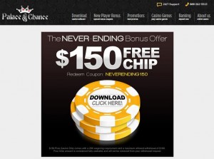 Palace of Chance Casino $150 Welcome Bonus